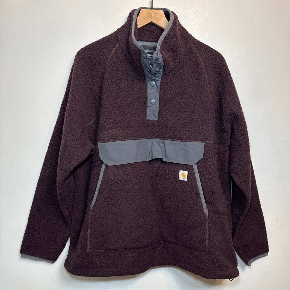Carhartt Women's Relaxed Fit Sherpa Fleece Pullover Wine OJ4991-W Size XXL 20